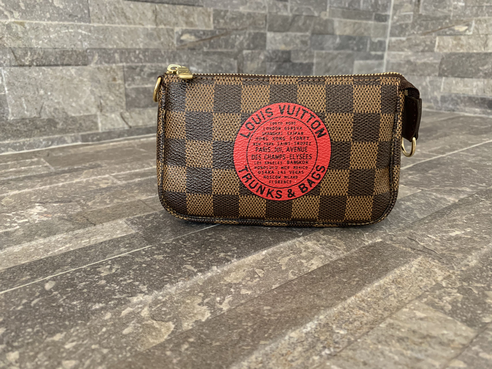 Louis Vuitton Damier Ebene Trunks Bags Mini Pochette Accessoires Ankauf Verkauf Second Hand Designertaschen und Accessoires