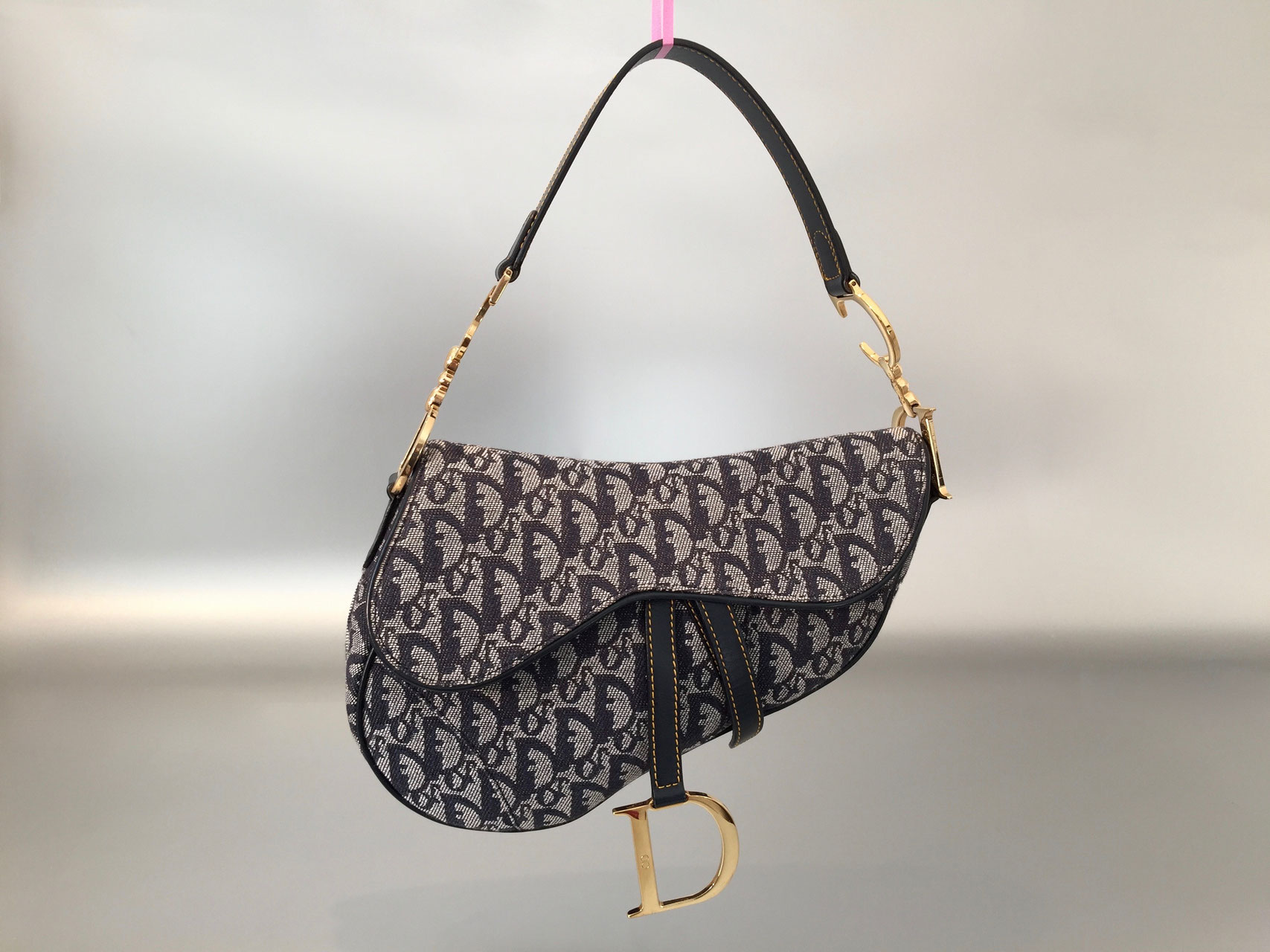 Christian Dior Diorissimo Saddle Bag in Blau Ankauf Verkauf Second Hand Designertaschen und Accessoires