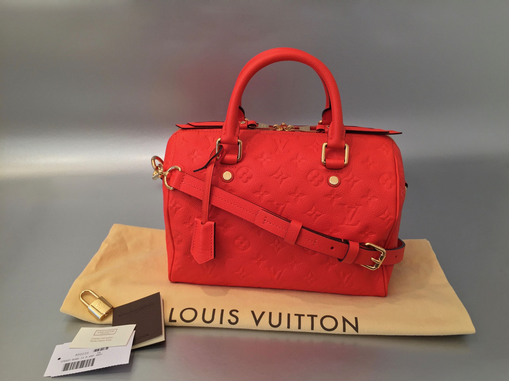 Louis Vuitton Monogram Empreinte Speedy Bandouliere 25 in Abricot - Ankauf & Verkauf Second Hand ...