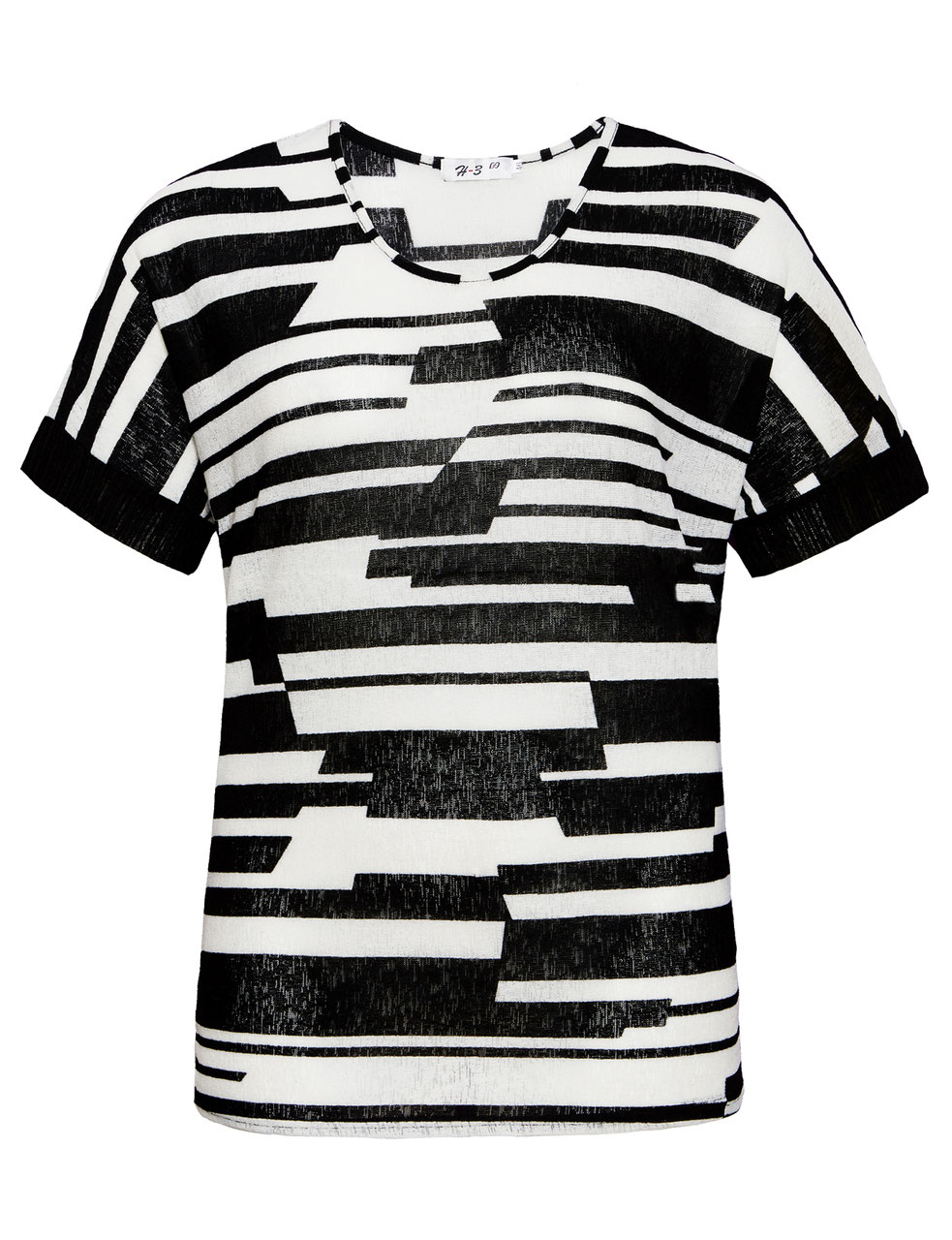 T Shirt Mit Grafikstreifen Schwarz Weiss Mypepita Com