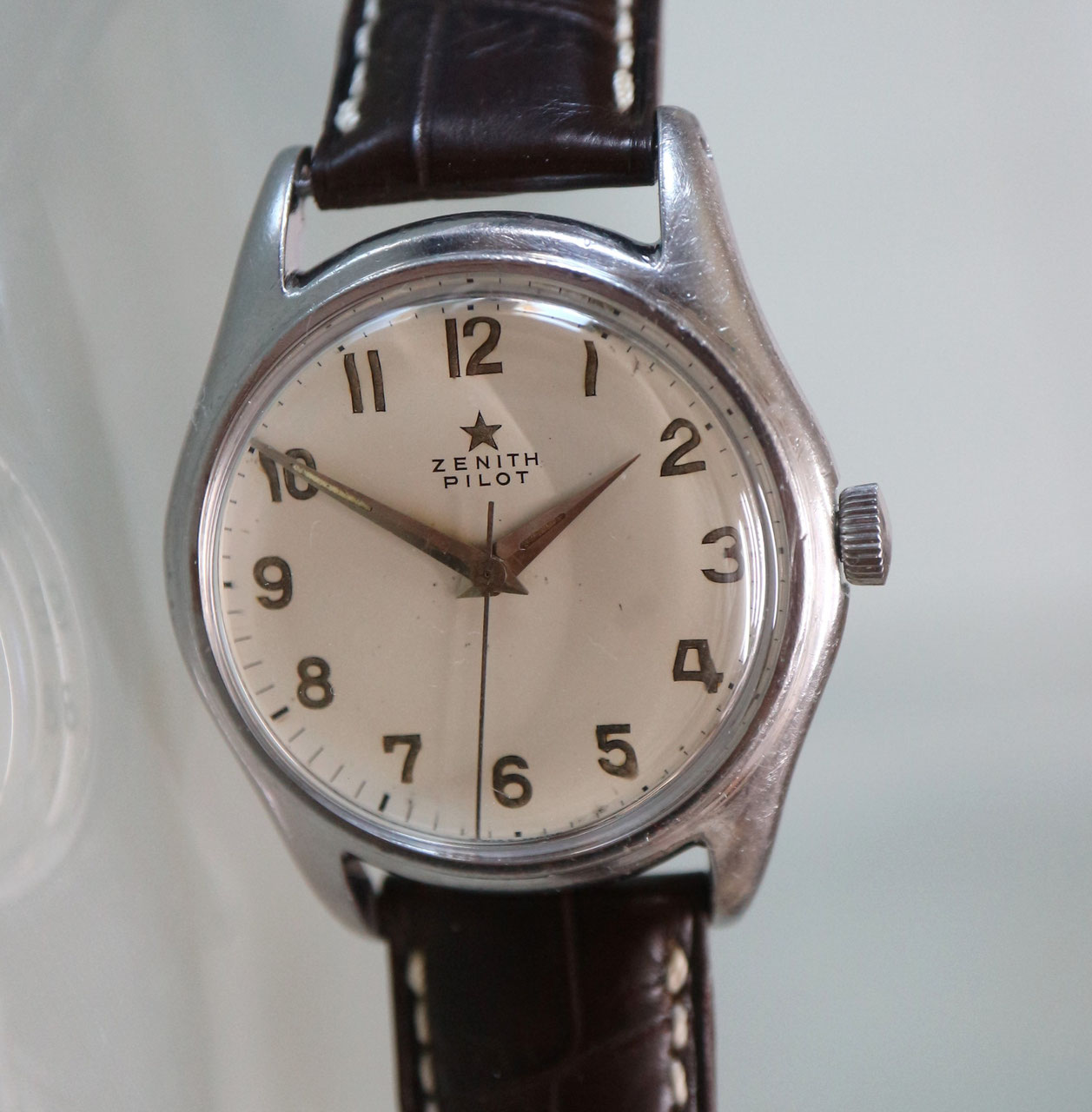 Vintage Zenith Pilot in Edelstahl, Ende 40er Jahre