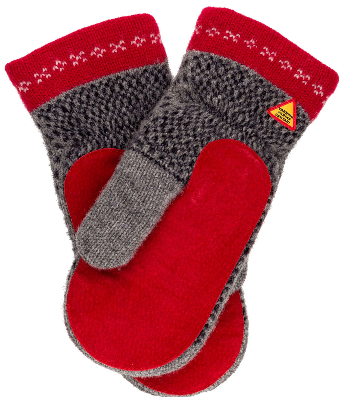 Red Suede Palm Skaftö Grå Mittens by Öjbro Vantfabrik Sweater Chalet
