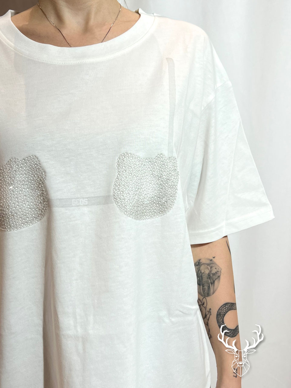 T-shirt Bianca Reggiseno Stampato Hello Kitty GCDS 13punto17