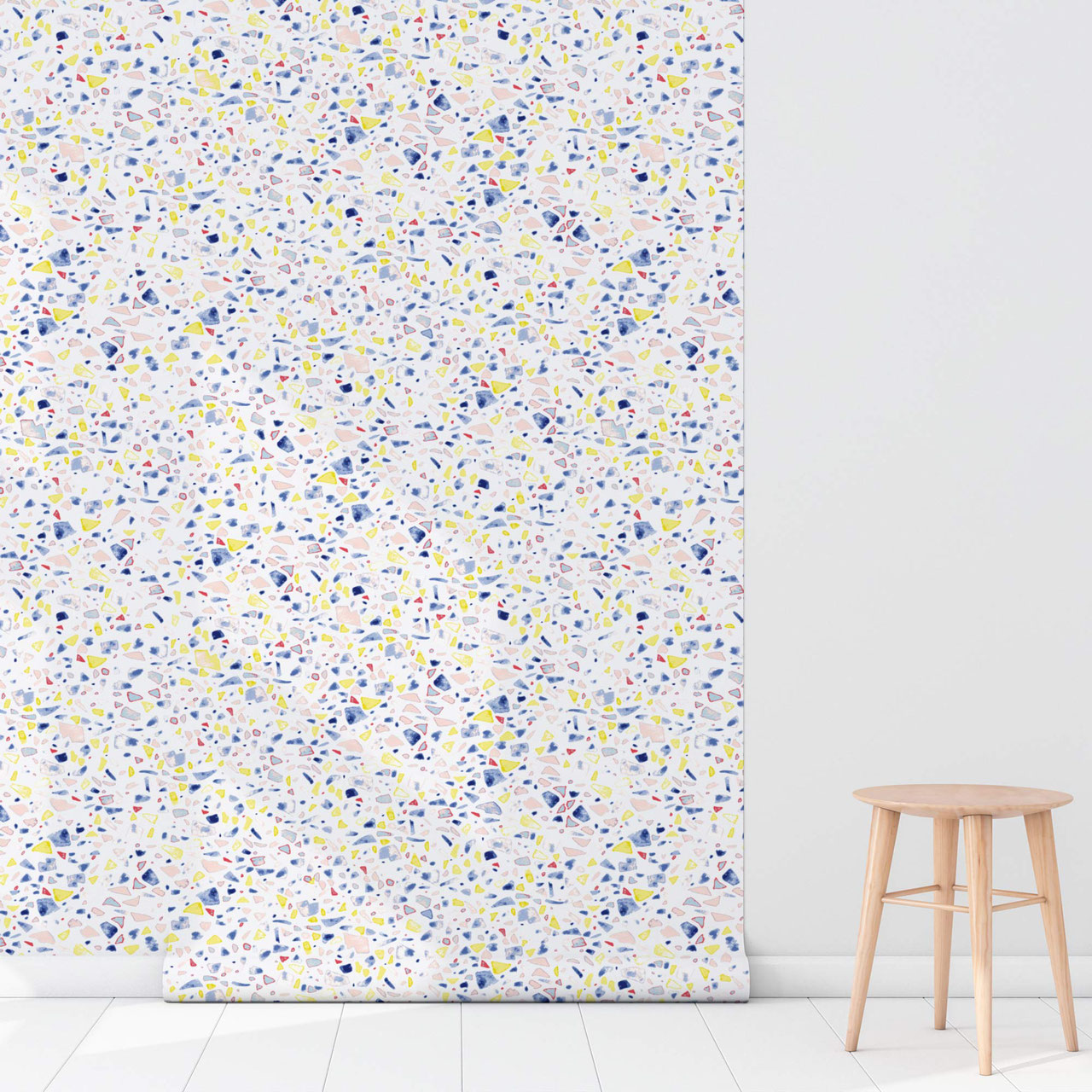 Wallpaper Terrazzo Bleu Blanc Mademoisellecamille