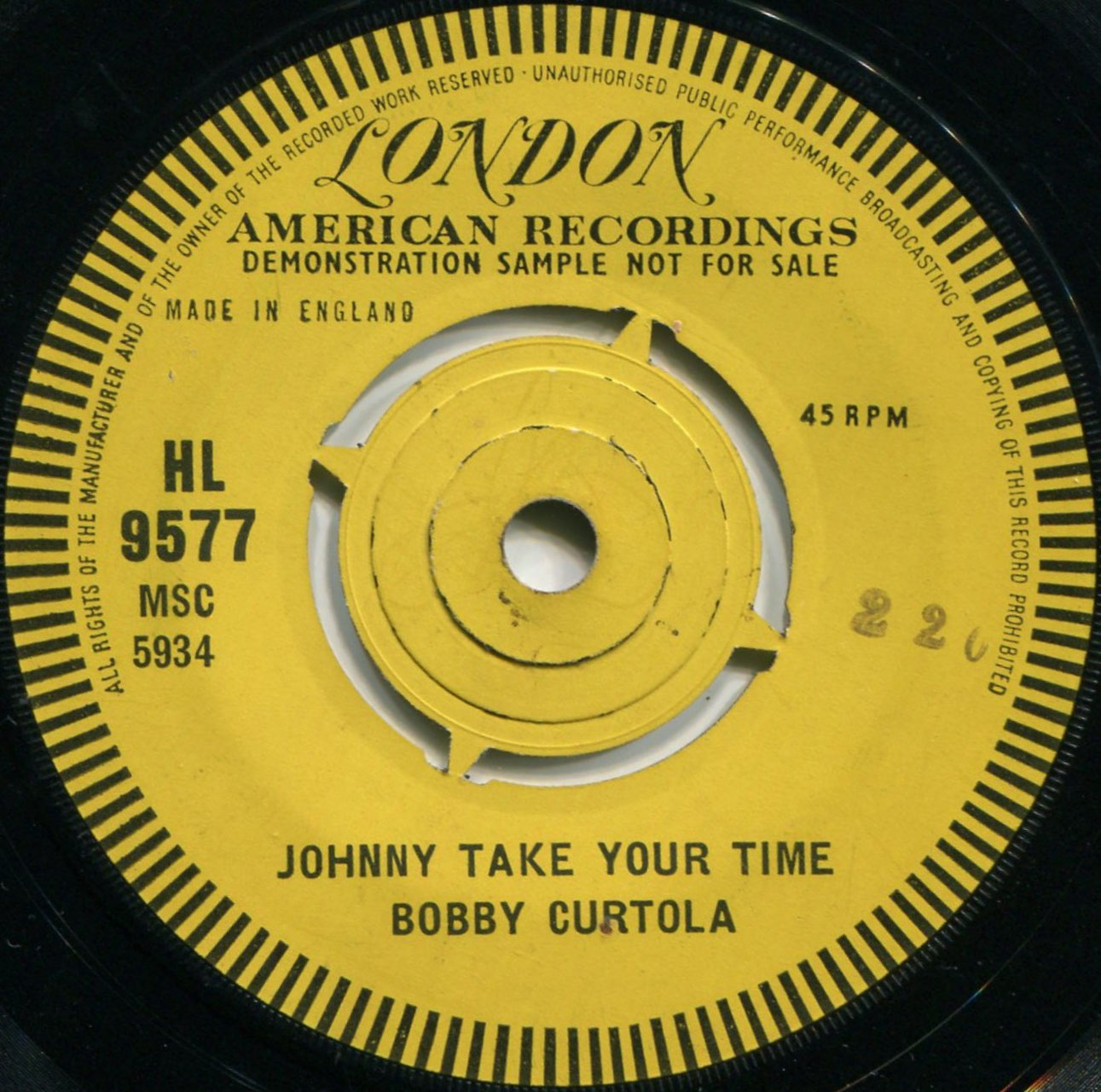 Bobby Curtola Fortune Teller / Johnny Take Your Time UK London 45