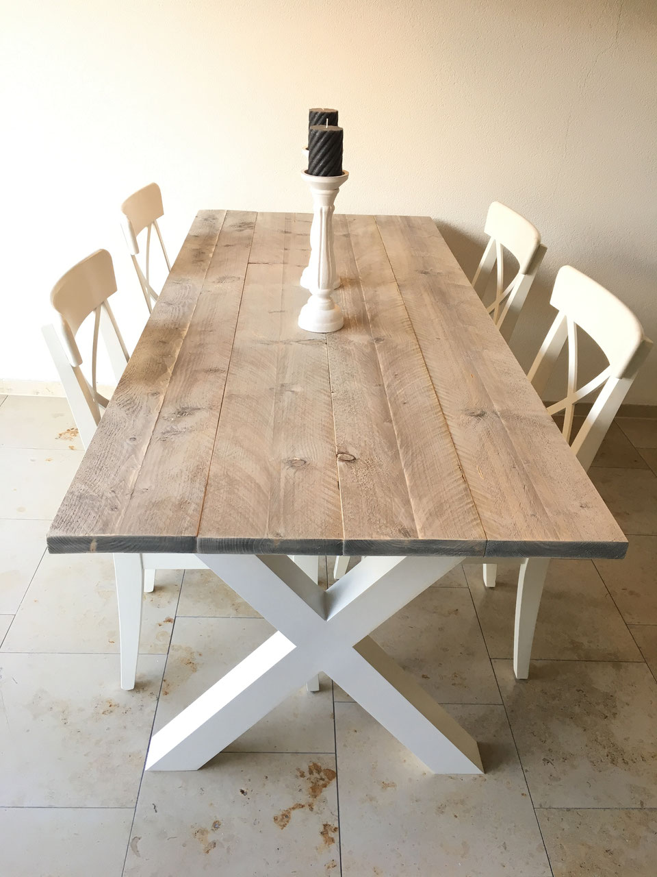 module telegram herten Steigerhouten Tafel Limburg met kruispoot - Vertrouwdsteigerhout. De Beste  Kwaliteit, 100% uit eigen fabriek.