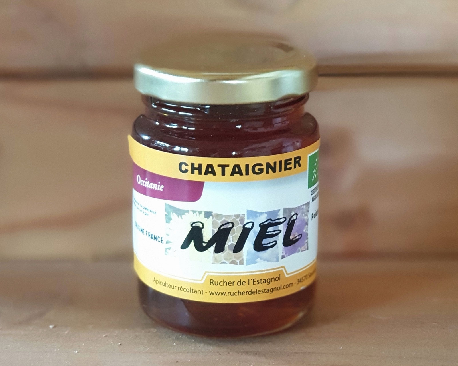 Miel de Chataignier Bio 125g - Miellerie Rucher de l'Estagnol en Languedoc  Roussillon