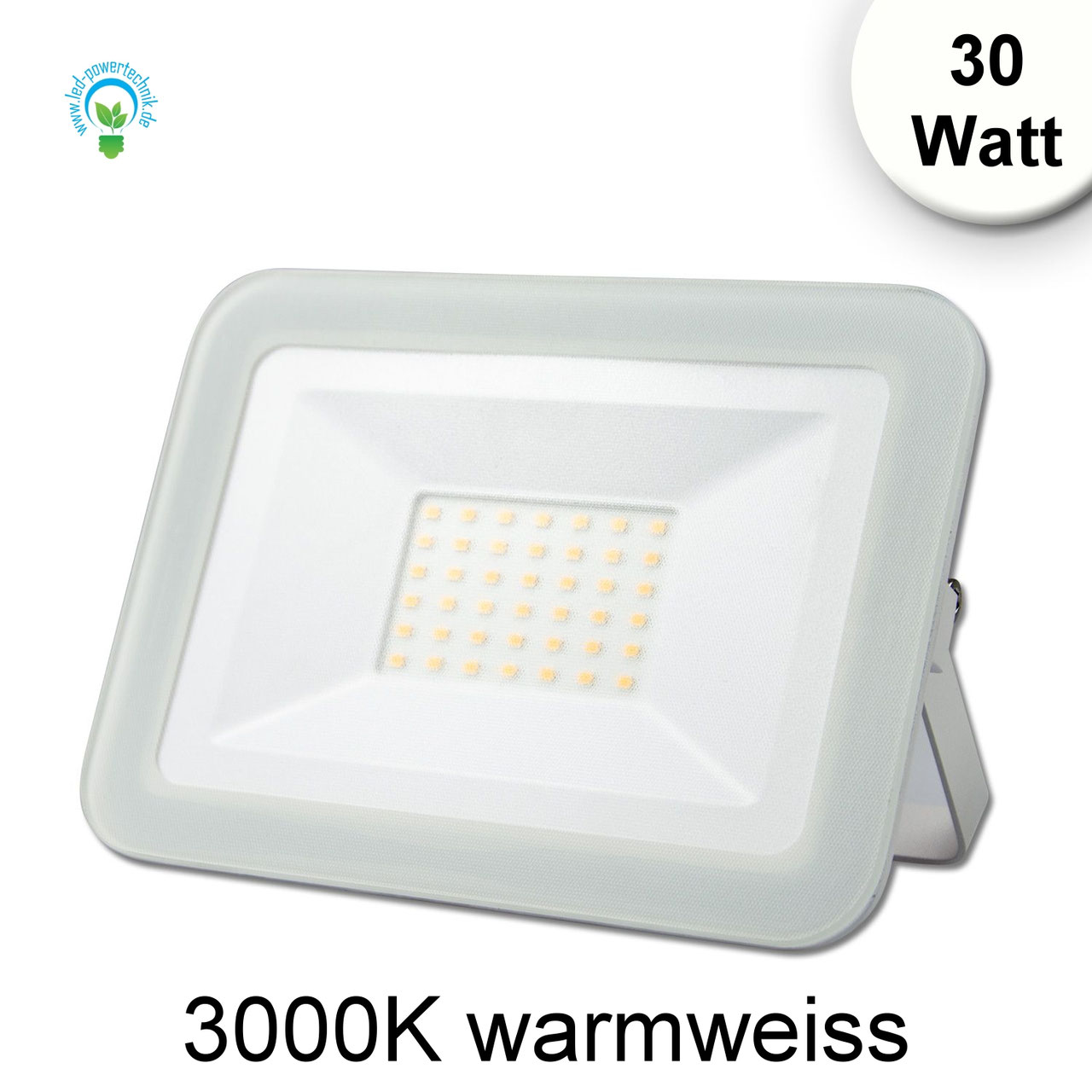 LED Fluter 30W Warmweiss 2800LM IP65 TÜV weiß Gehäuse 