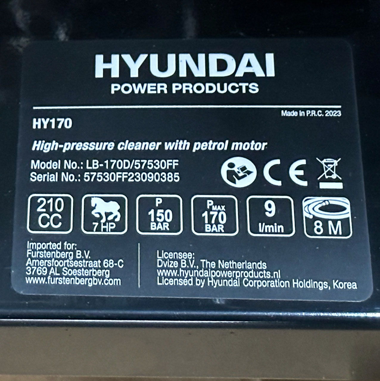 HYUNDAI HY170 BENZINE HOGEDRUKREINIGER 170BAR - Ervaar de kwaliteit van ...