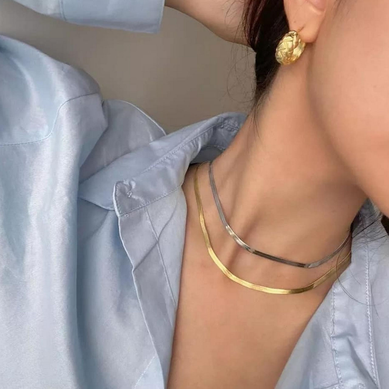 Chaine plate maille acier inoxydable or argent femme Budget Beauté