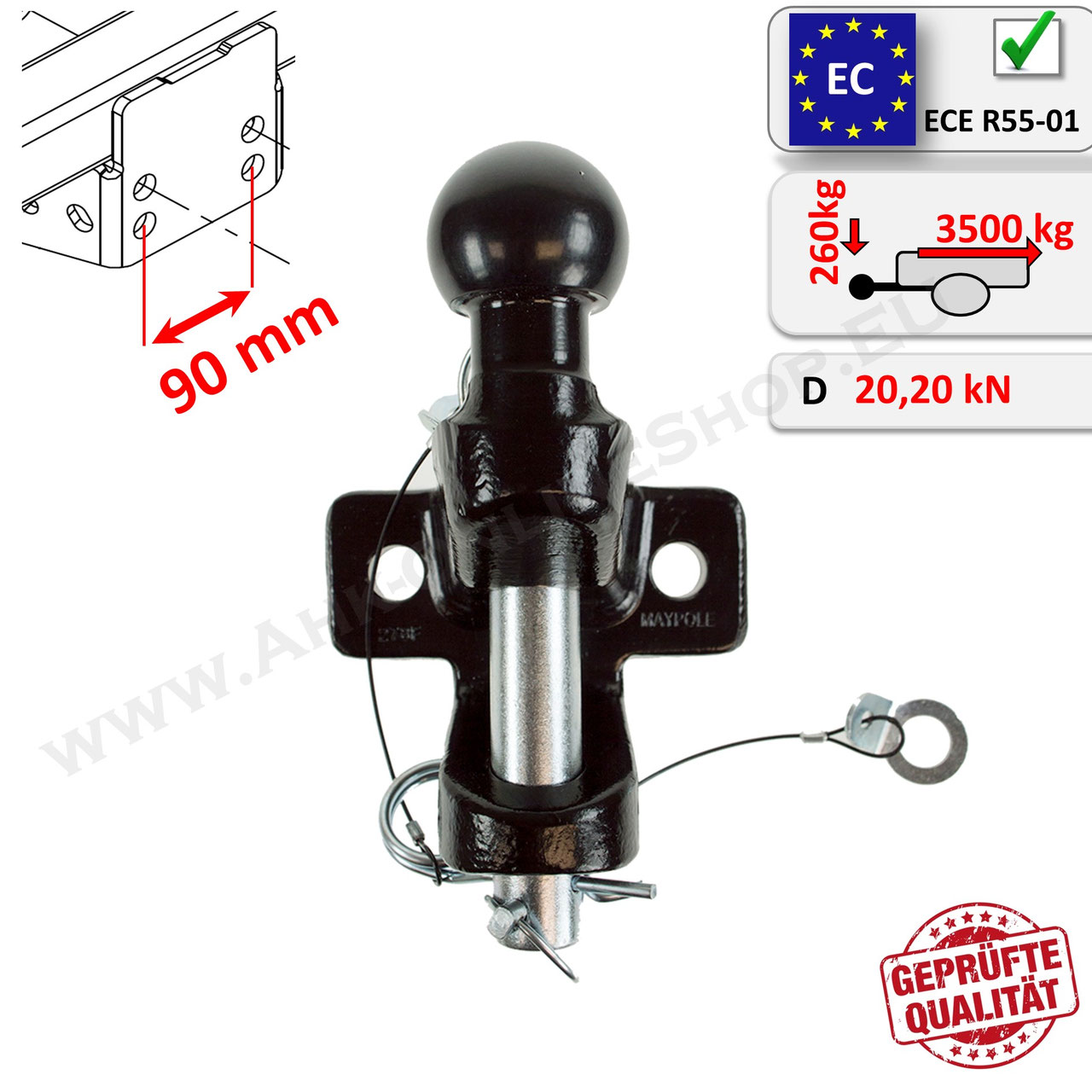 Maulkupplung Zugmaul Kombikugelkopf Ahaka