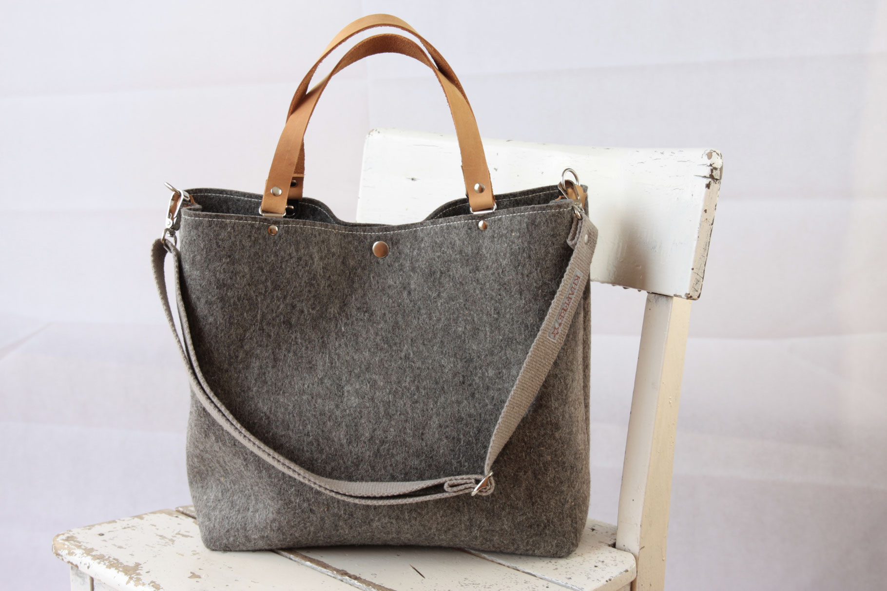 Nachhaltige Tasche ohne Plastik, Tasche aus Wollfilz (100 Prozent