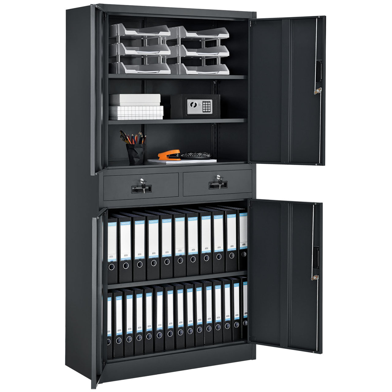 Aktenschrank Büro Office mit zwei Türen aus Metall 90 x 90 cm - Non