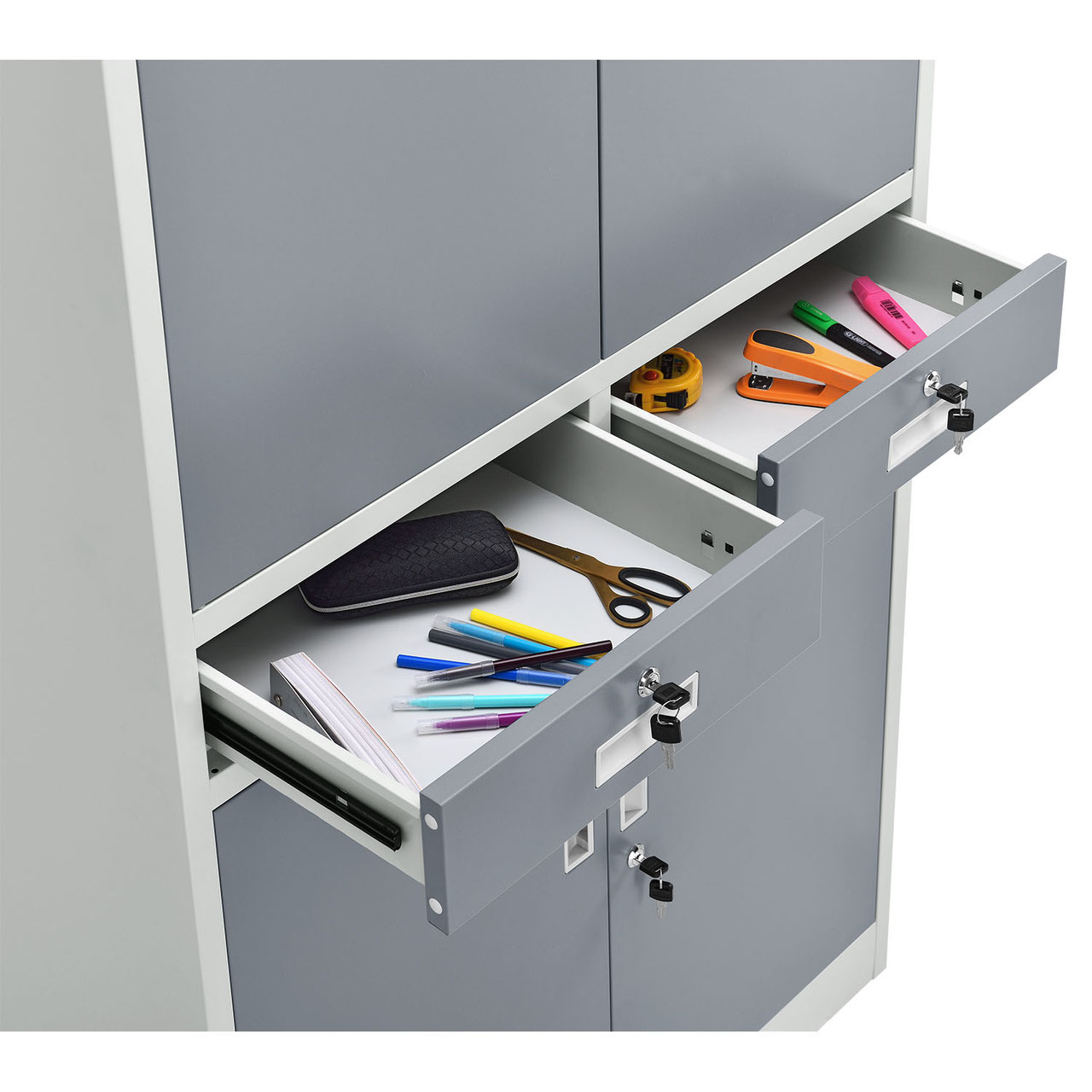 Aktenschrank Büro Office mit zwei Türen aus Metall 90 x 90 cm - Non