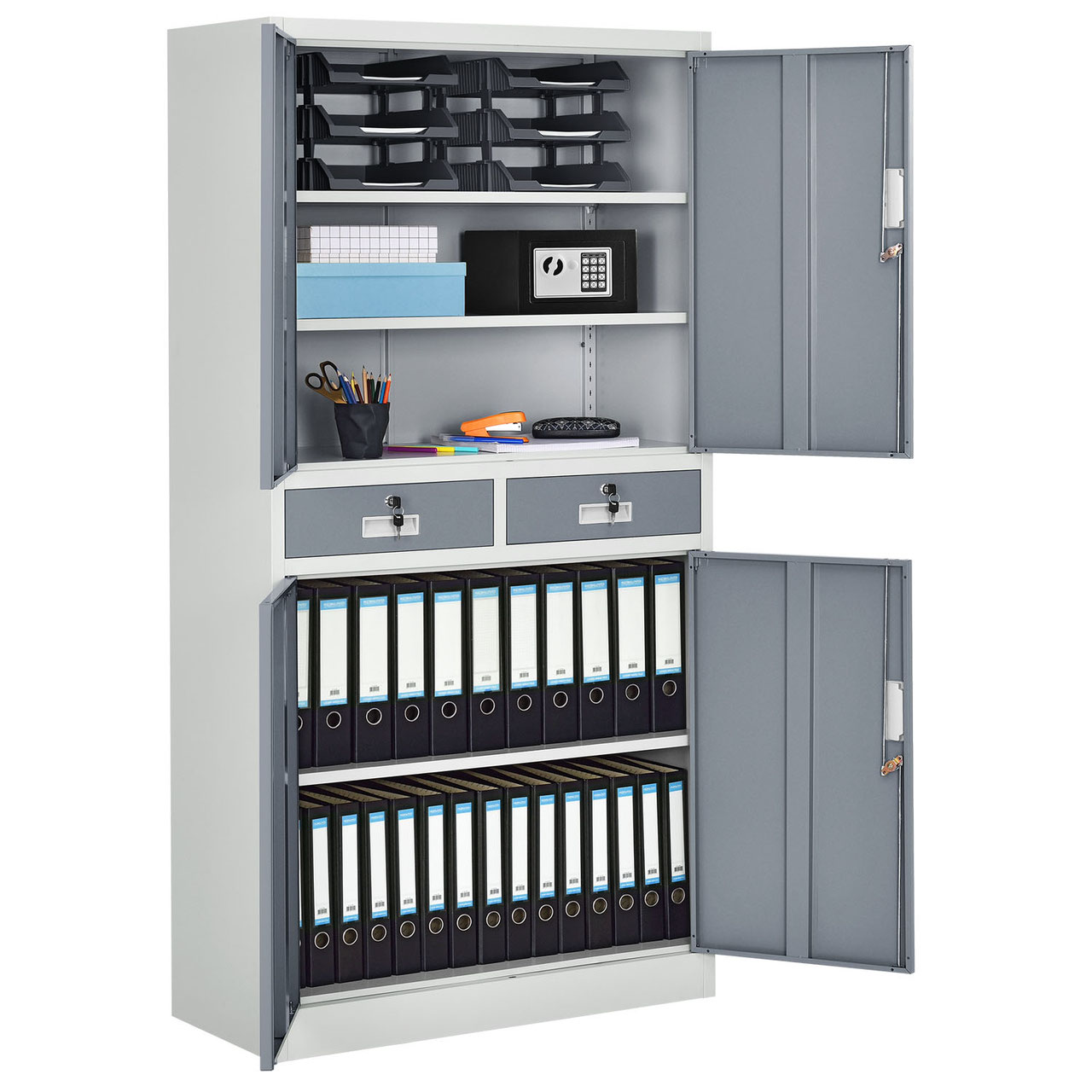 Aktenschrank Büro Office mit zwei Türen aus Metall 90 x 90 cm - Non