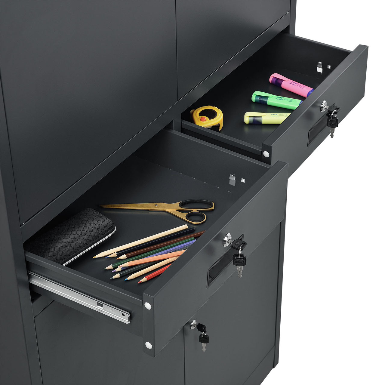 Aktenschrank Büro Office mit zwei Türen aus Metall 90 x 90 cm - Non