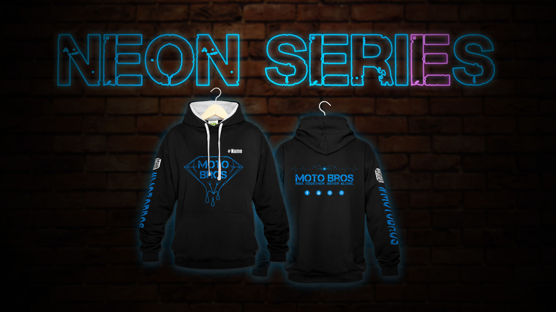 Schwarzen Hoodie mit Neon Aufdruck Schwarzen Hoodie mit Neon Aufdruck