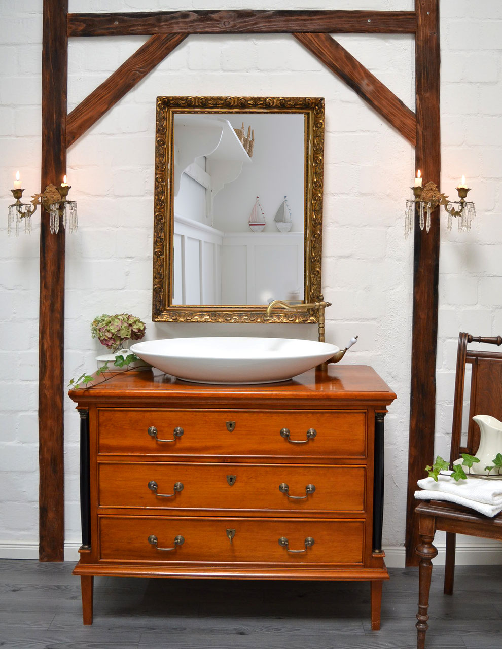 Mittlere Landhaus-Waschtische - Land & Liebe Badmöbel Landhaus