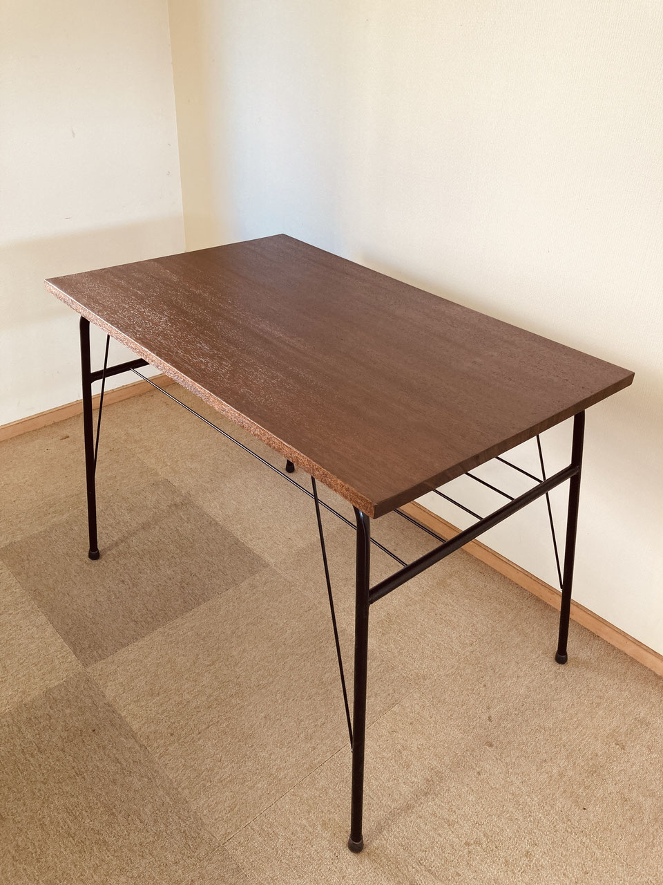 古材ラワンの鉄脚テーブル〈YS〉 - 奈良の昭和レトロな家具と雑貨
