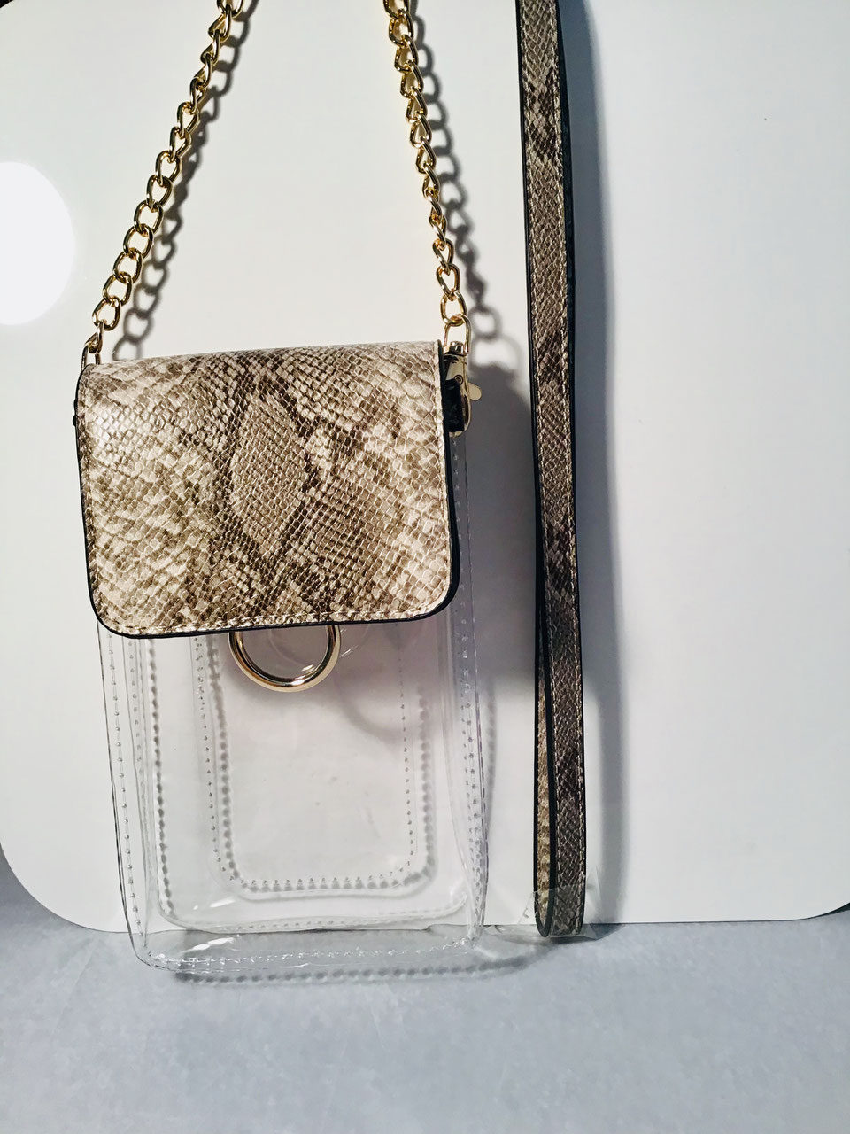 Snakeskin clear purse hot sale