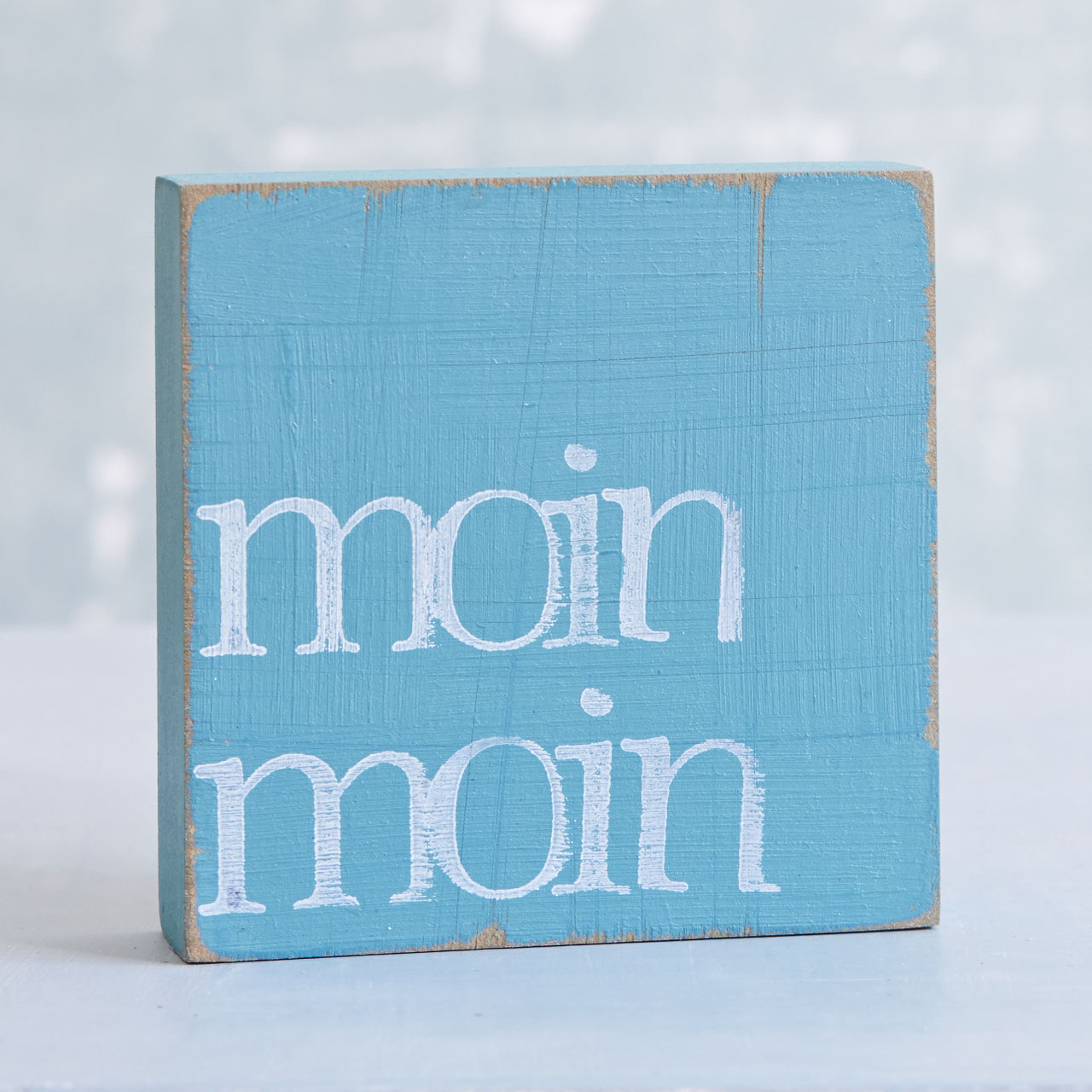 Textplatte türkis "moin moin" - iopla fotoplatten und textplatten