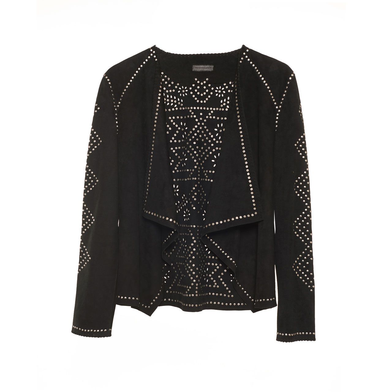 Stevie suede moto jacket with studs - black - Bohemian luxe suede ...