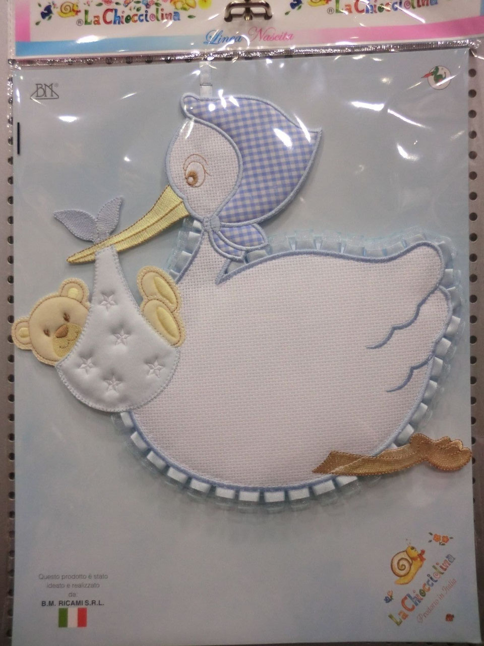 Punto A Croce Fiocco Nascita Luna Da Ricamare Con Cicogna E Orsetto Rosa Pa Malangkota Go Id