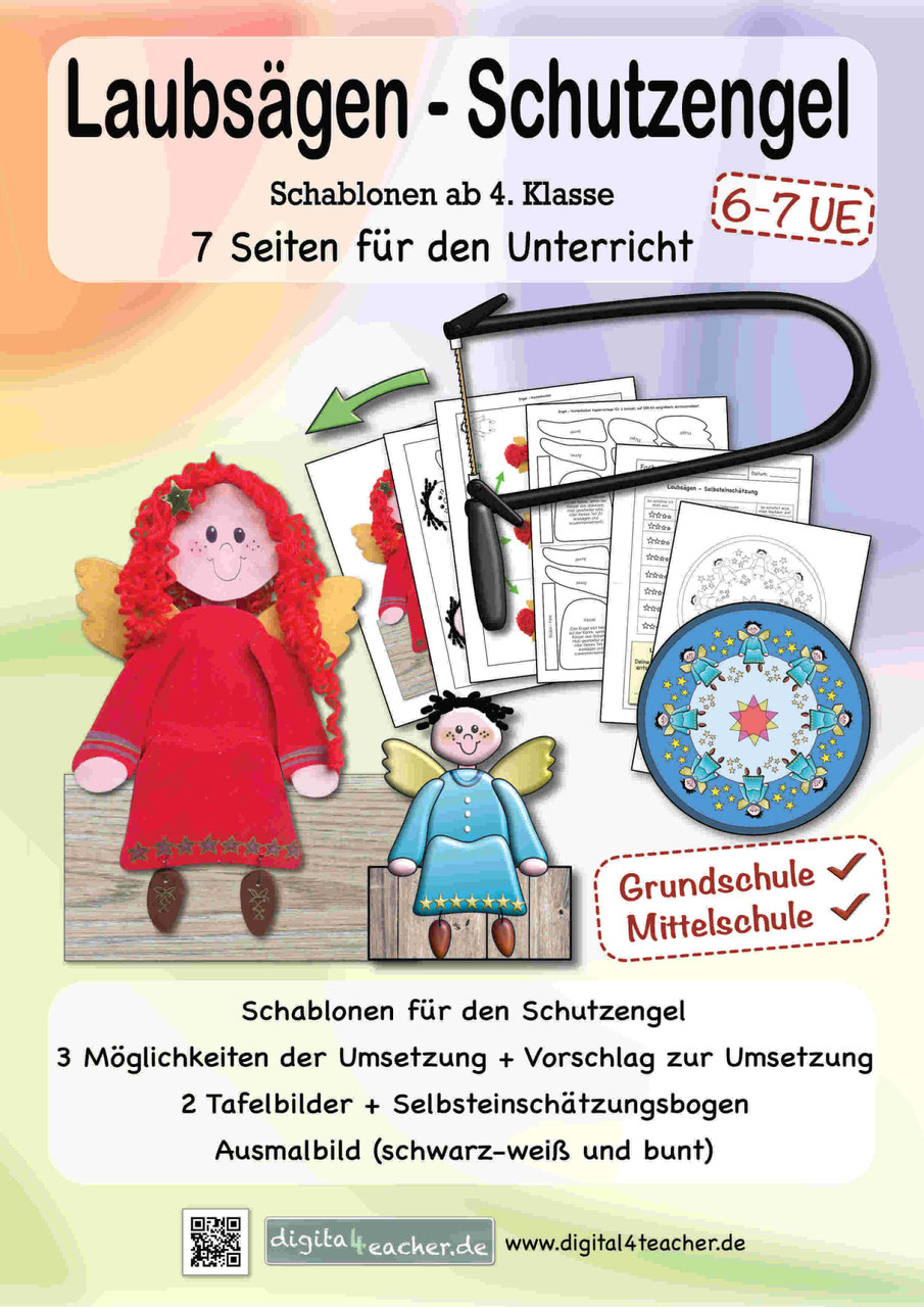 Laubsagen Engel Vorlage Schablone Ausmalbild Grundschule Mittelschule Werken Und Gestalten Technik Digital4teacher Digitales Unterrichtsmaterial Fur Fachlehrer