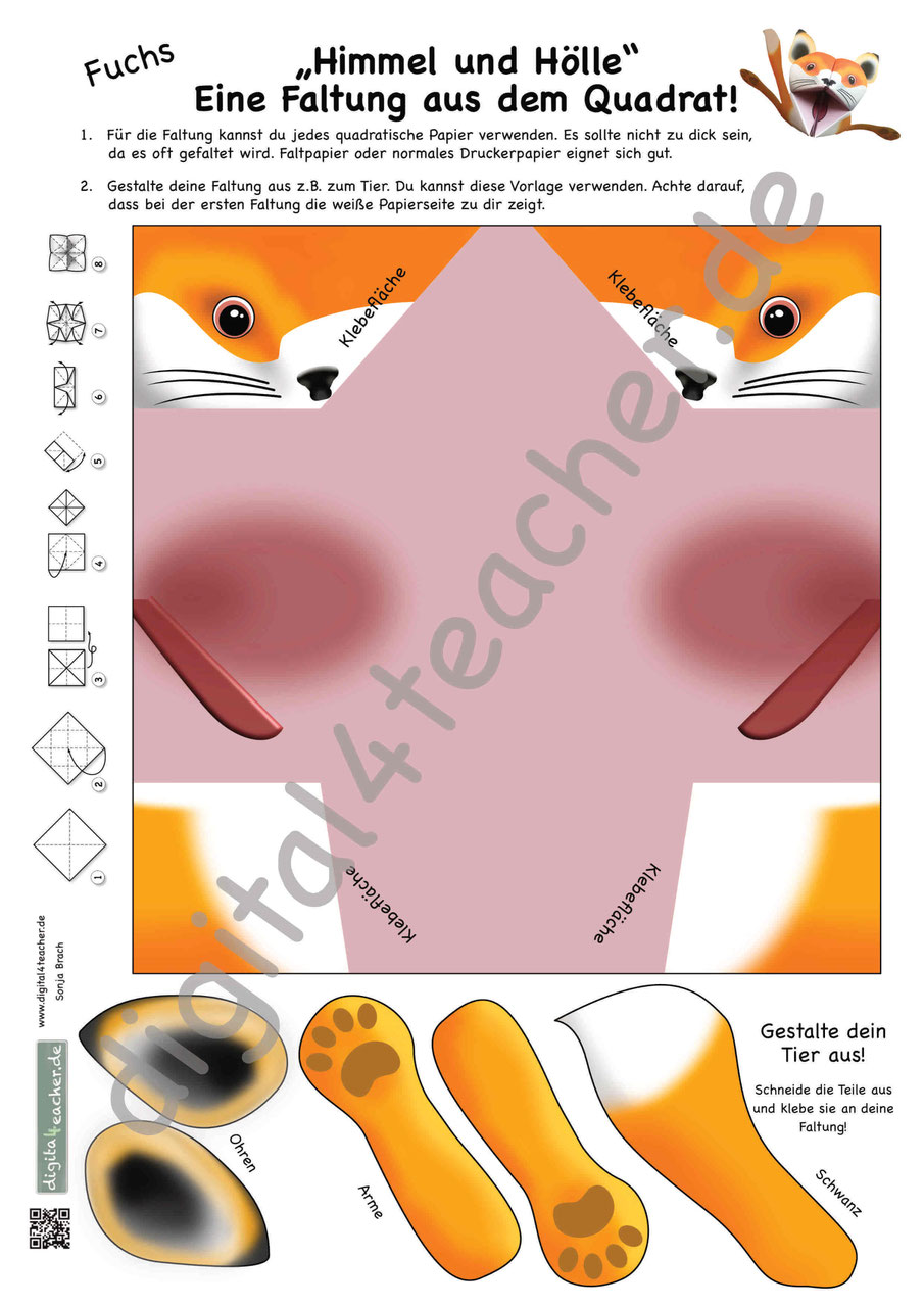 "Himmel und Hölle" Wald Wildtiere Materialpaket SXL (10100 Seiten) Tier Origami Vorlage Werken