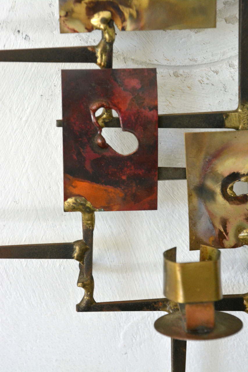 Pair of Brutalist wall sconce candle holders 60s Lichtkringen.nl