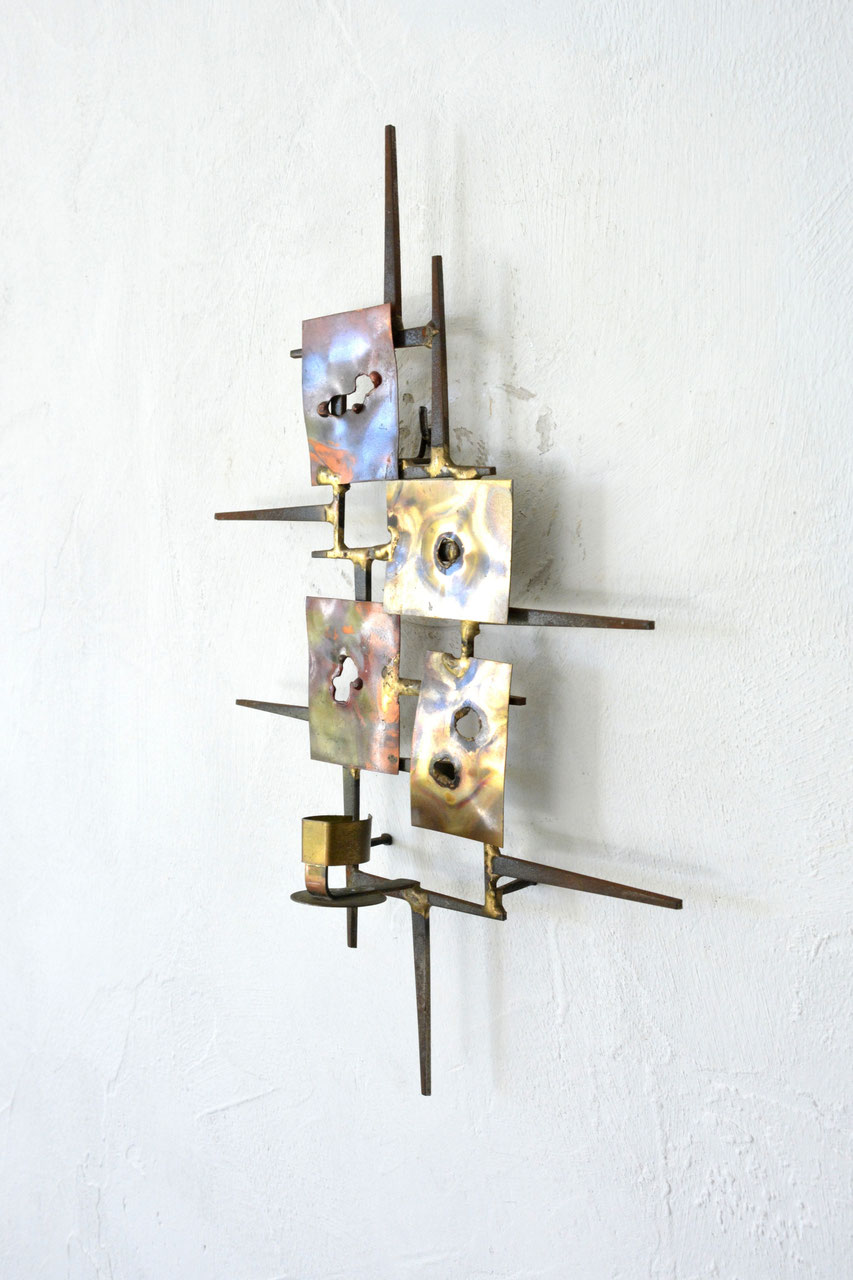 Pair of Brutalist wall sconce candle holders 60s Lichtkringen.nl