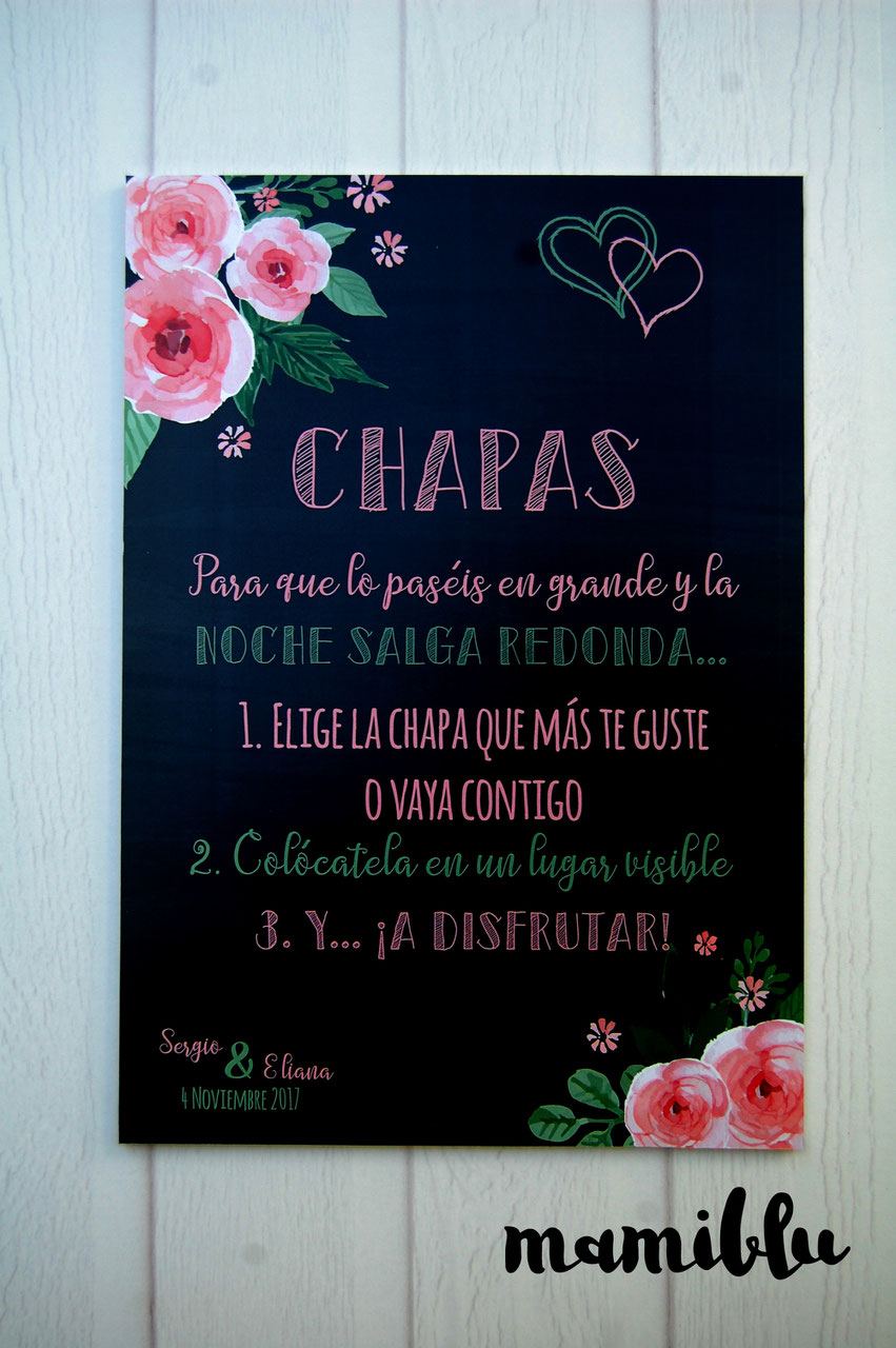 Cartel rectangular personalizado para boda completo script