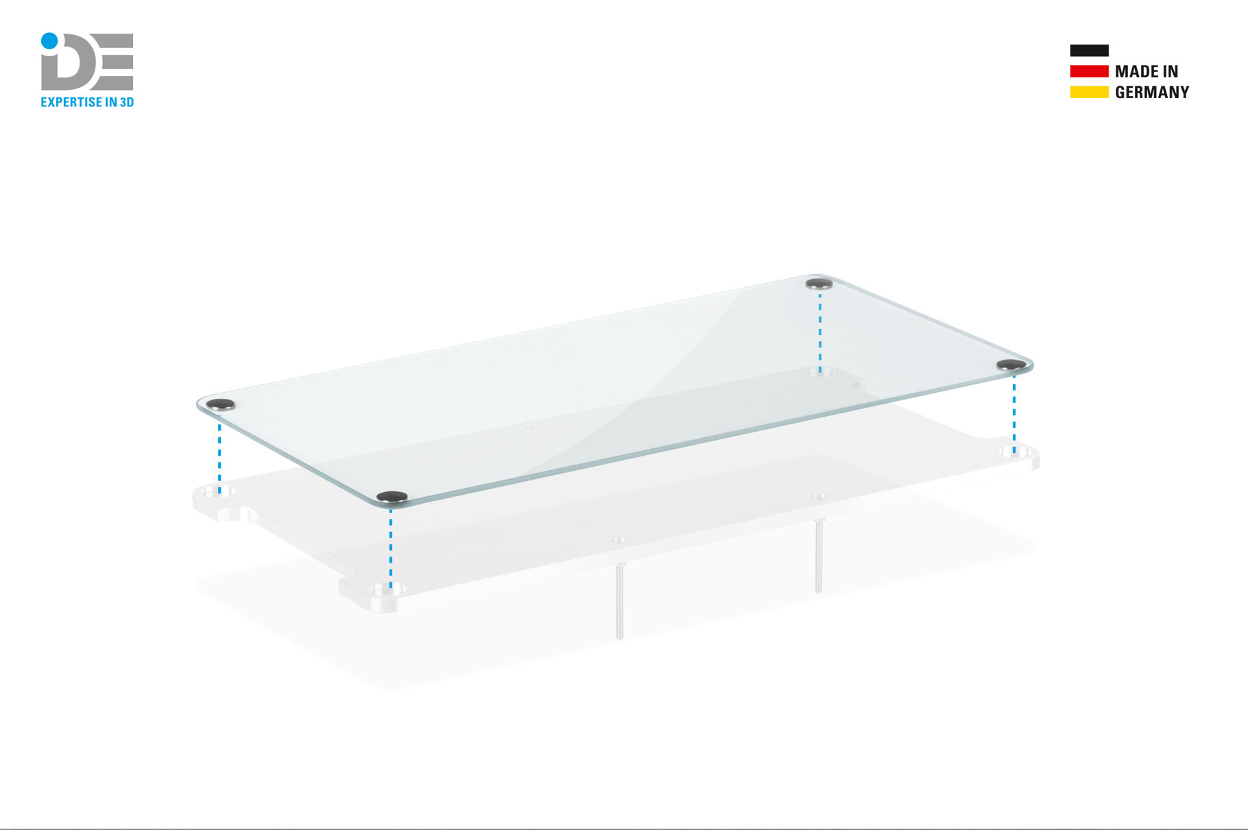 IDE heated glass build plate system for the Makerbot Replicator 2 & 2X