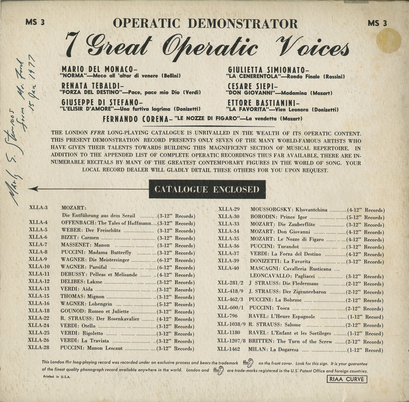 Renata Tebaldi and Bjoerling - ishiiandassociates ページ！