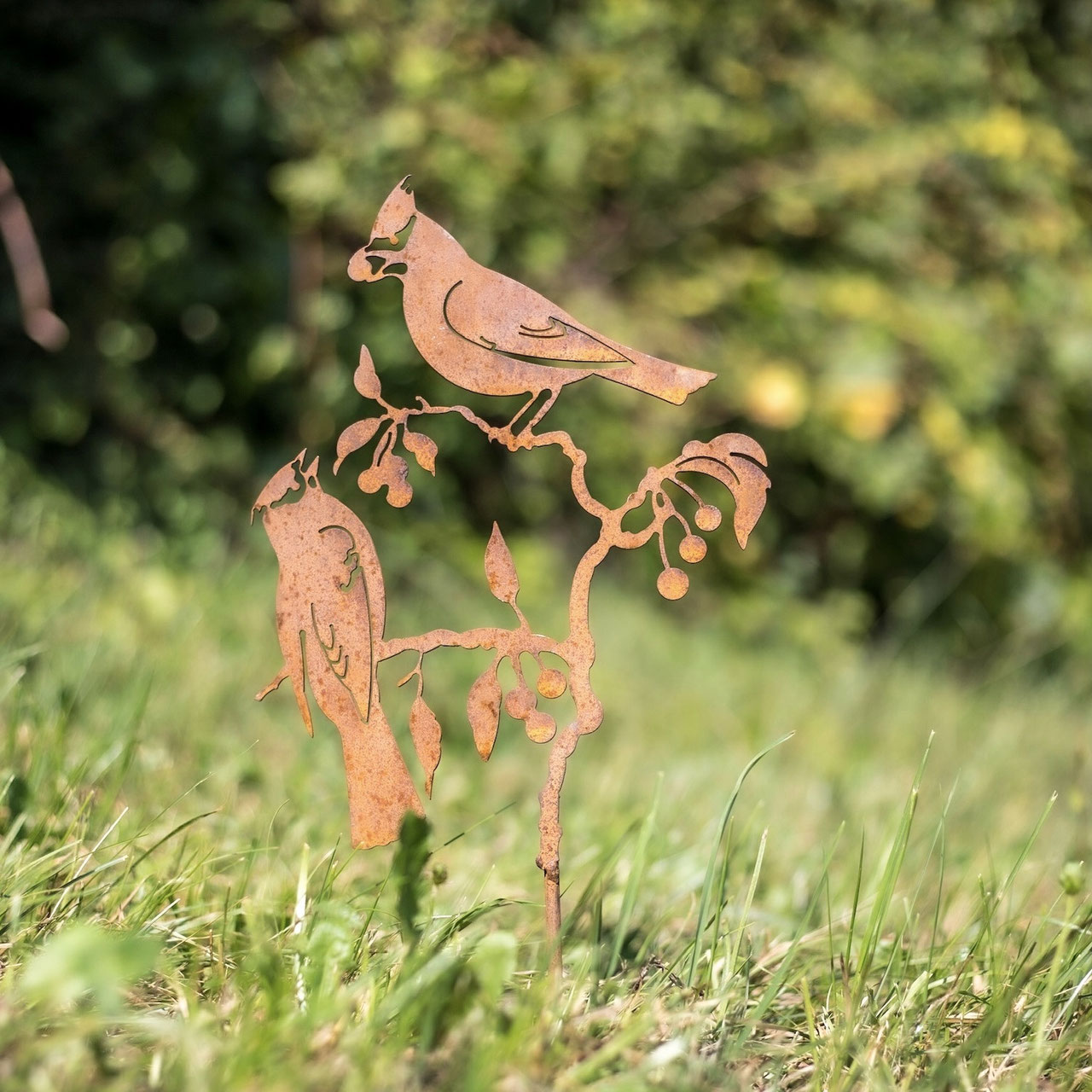 secruk Decorazione per uccelli in metallo, Decorazione per esterni in metallo arrugginito da giardino in metallo, Spina di terra per giardino giardino giardino in giardino