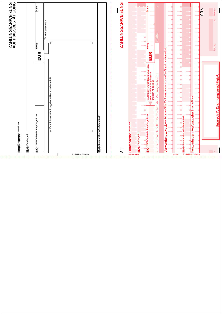 SEPA Überweisungsträger - Überweisungsträger - Überweisungsschein
