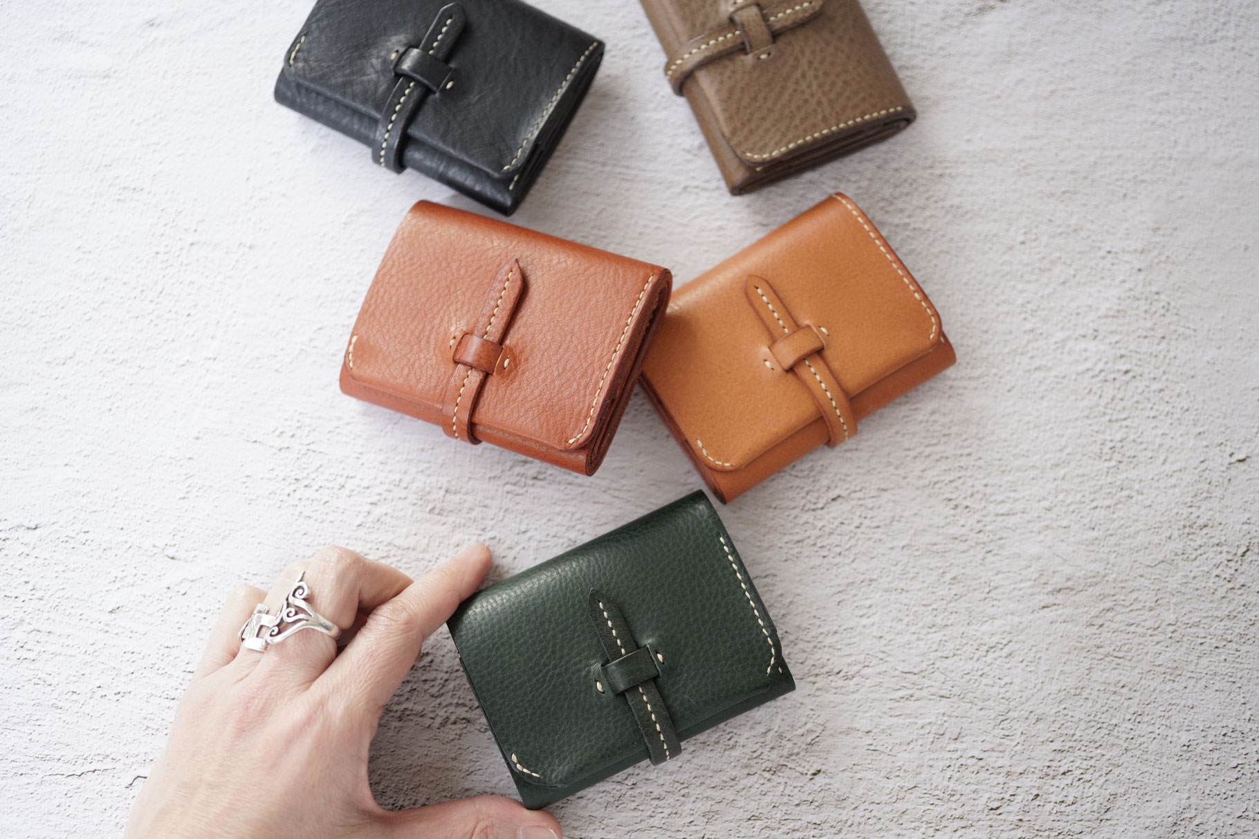 mini wallet - cooca ~hand stitch leather goods and design~
