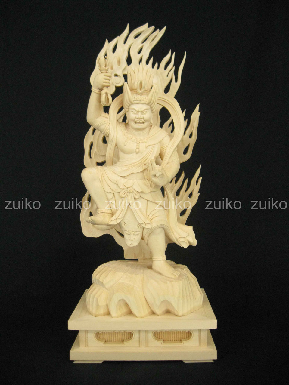 金毘羅権現 桧 岩座輪光背 割寸1尺 - Web Shop 浄光