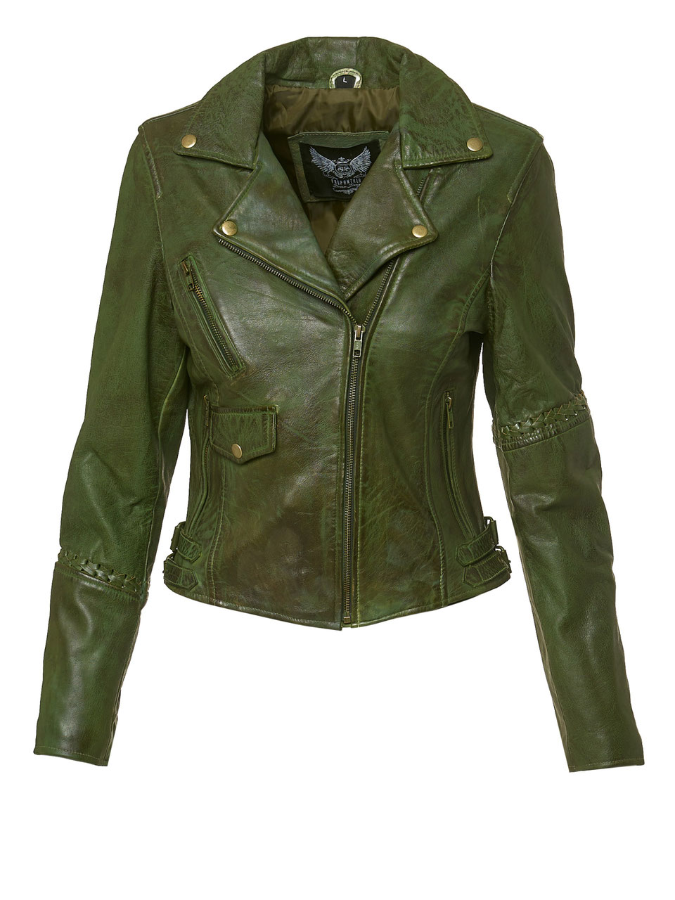 Womens Jacket Lederjacke Grün Leather Jacket Lederjacke Im Biker