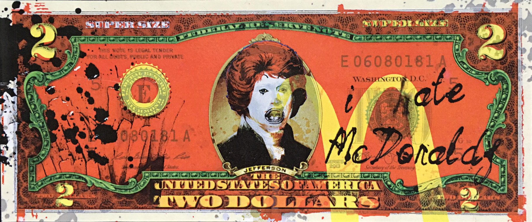 Bill Pop Art HAND-SIGNED by Rency GAME OF THRONES Genuine Legal Tender $2 U.S 