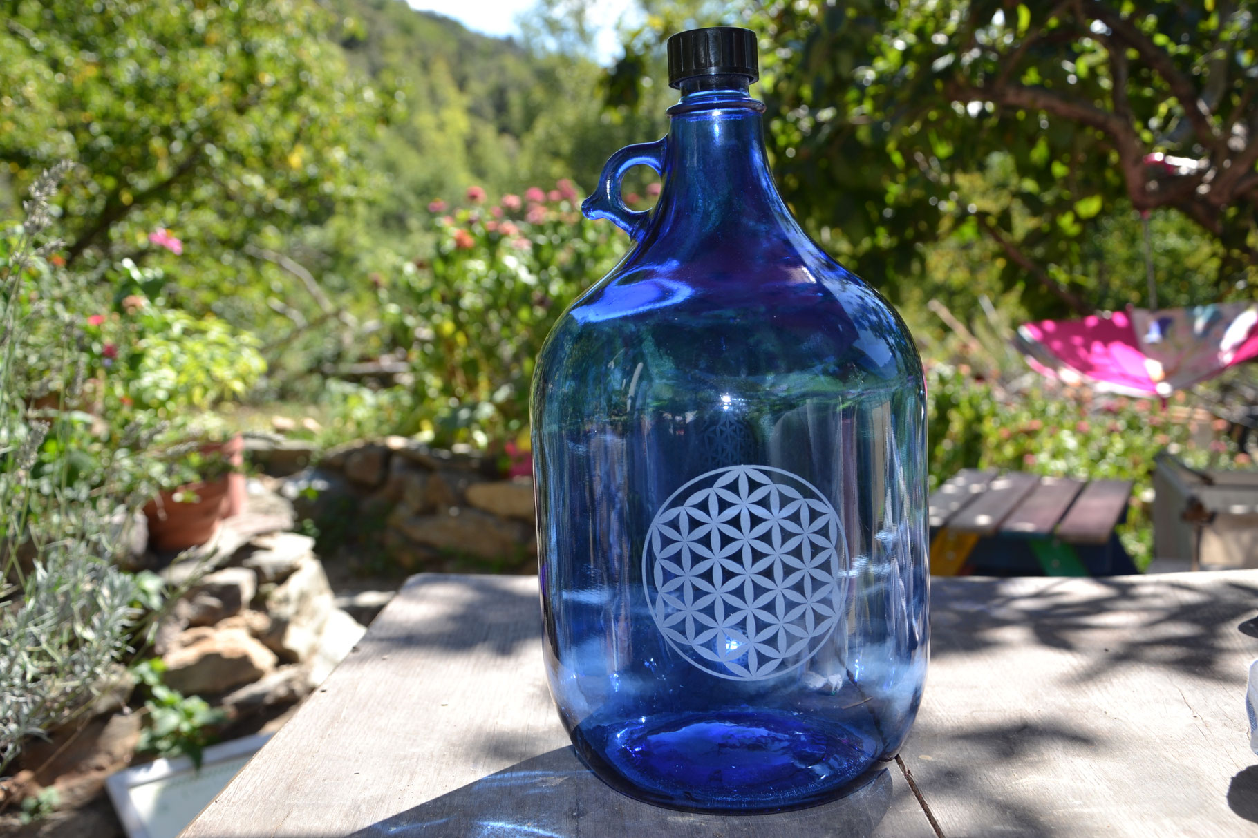 Bouteille En Verre Bleu - Bouteille en verre JUDINA, cylindre/rond