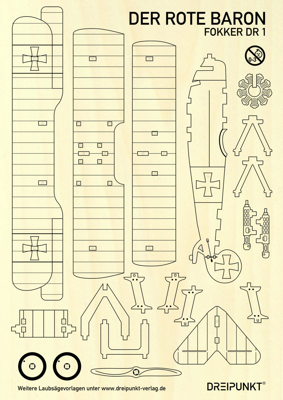 Vinyl-Aufkleber Fokker Dreifach - Baron Richthofen Motiv 117mm Rot