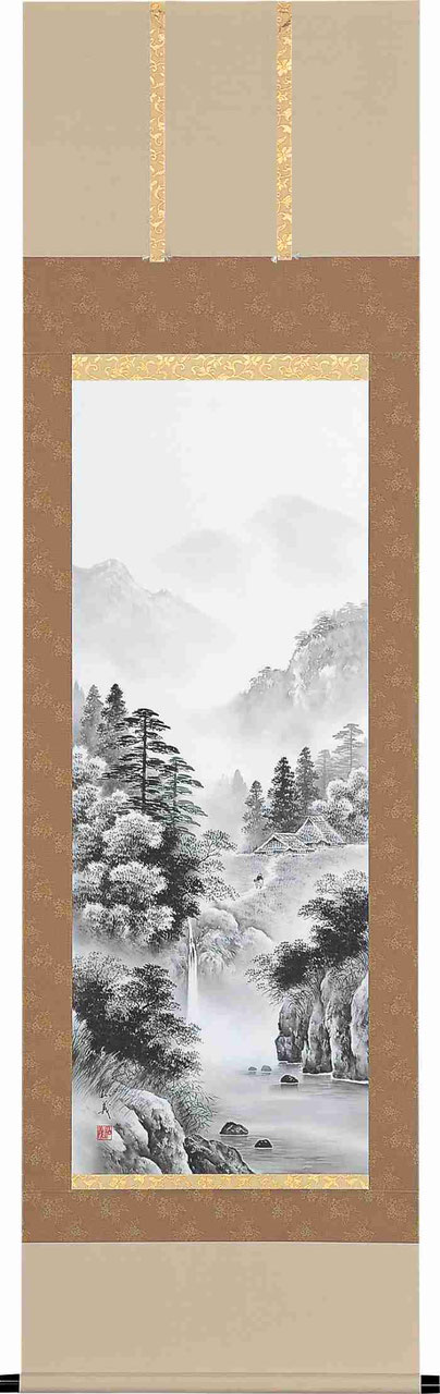 江口雨堂/山水画賛/林和靖/掛軸/名家伝来/AA-985 2025年最新】山水画賛