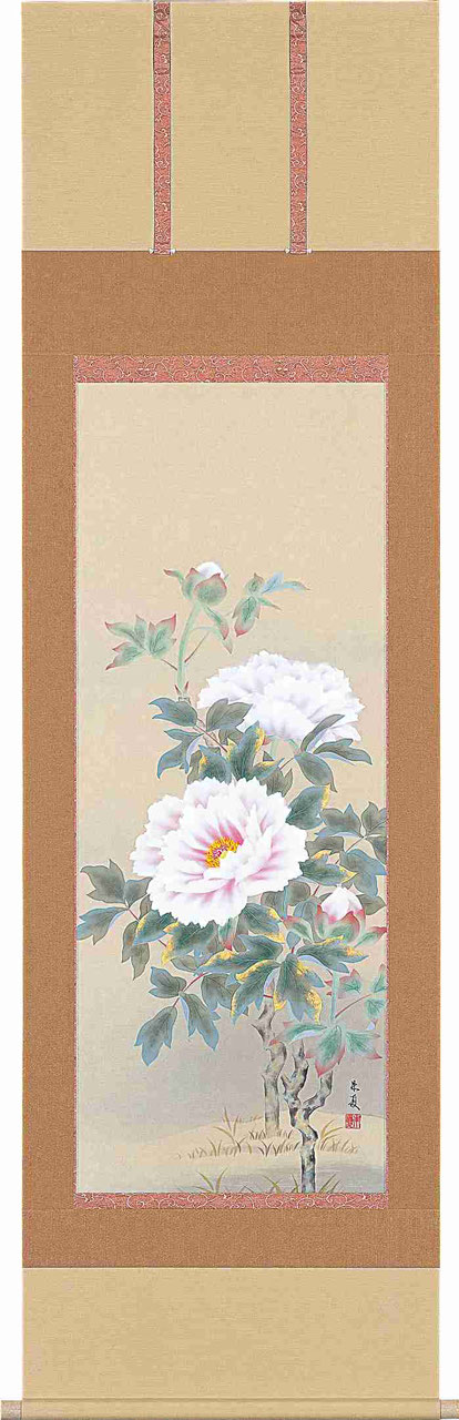 松村朱夏作 四季花 掛け軸 四季花 （松村朱夏） （掛軸小物なし） 送料無料 【掛軸