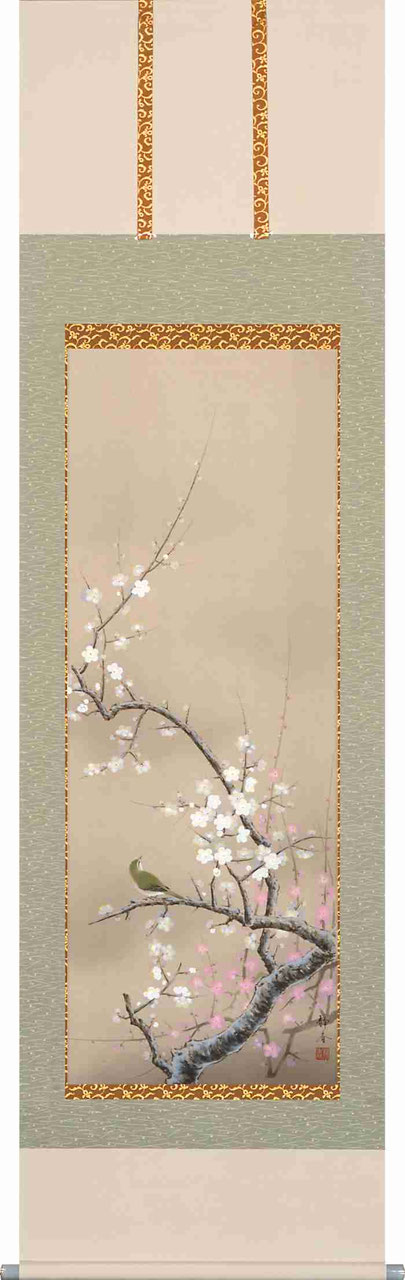 【真作】掛軸　秋草の美　繊細な桔梗と草　季節の彩り　和の風情を描く　Q172 北沢利輝 「 秋草 」 掛軸 尺五立 掛け軸 秋の掛軸 桔梗 すすき