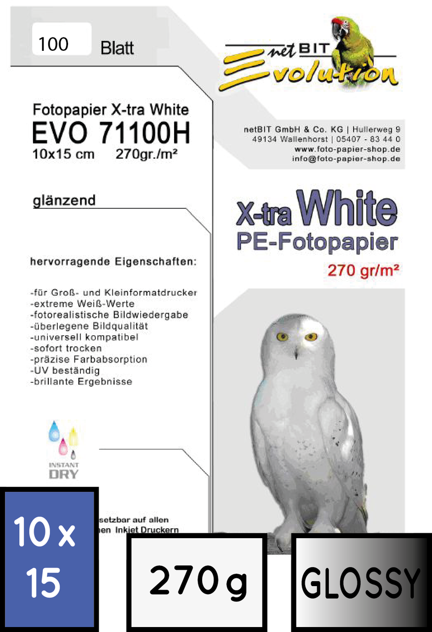 evo 71110 glossy 10x15 270 gr 100 blatt