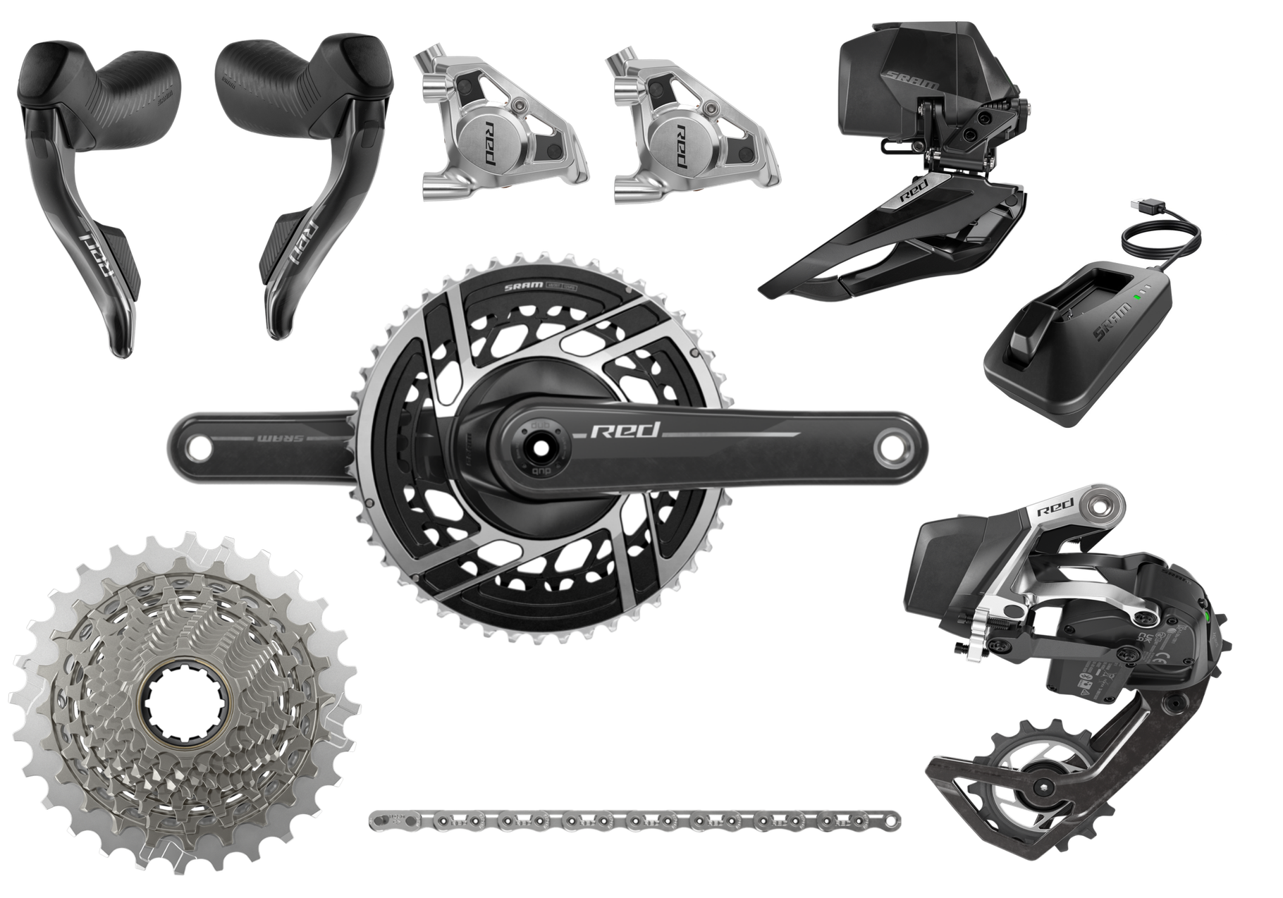 SRAM Red Etap 2x11s セット SRAM(スラム)｜RED eTAP 2x11s リムブレーキ 3点 グループセット｜美品