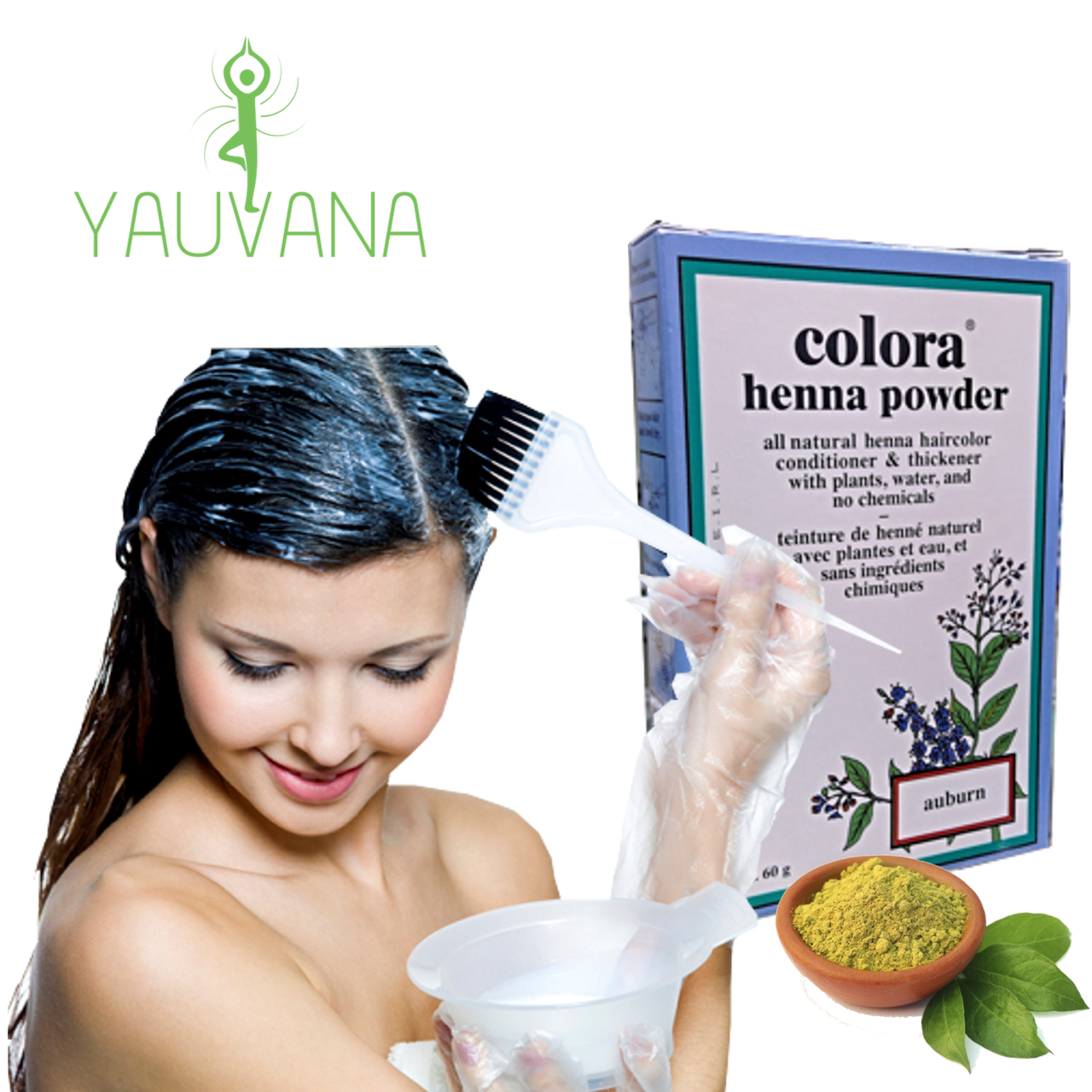 Tinte para Canas Colora Henna Polvo Castaño Rojizo
