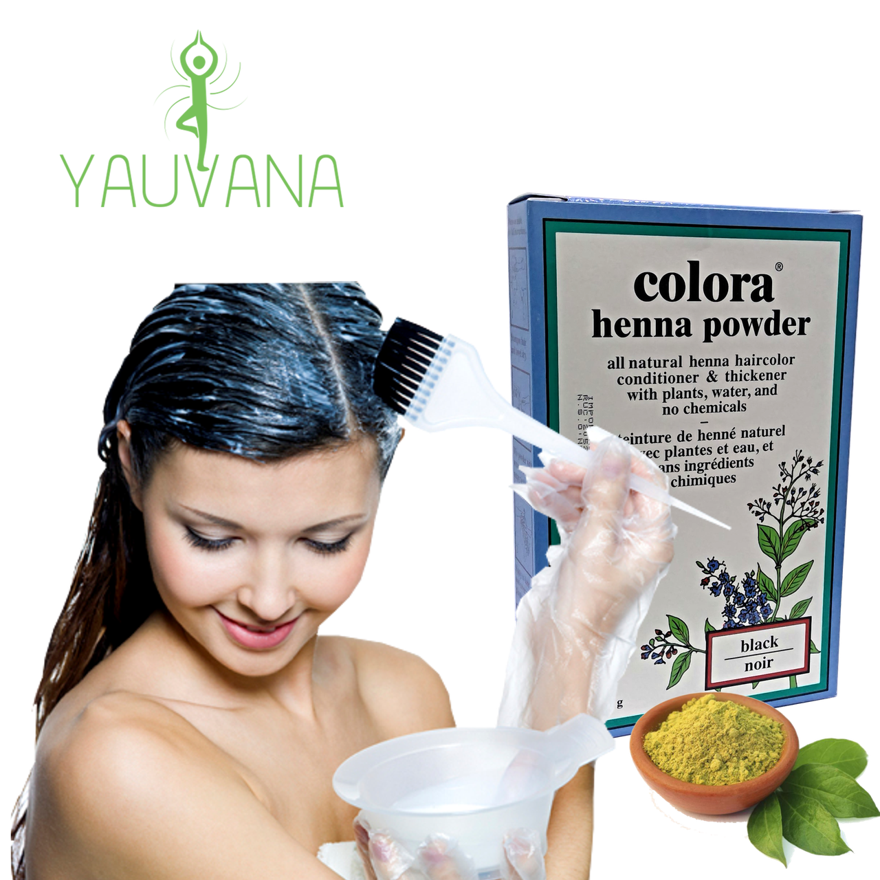 Tinte para Canas Colora Henna Polvo Negro Black Yauvana Peru Lima