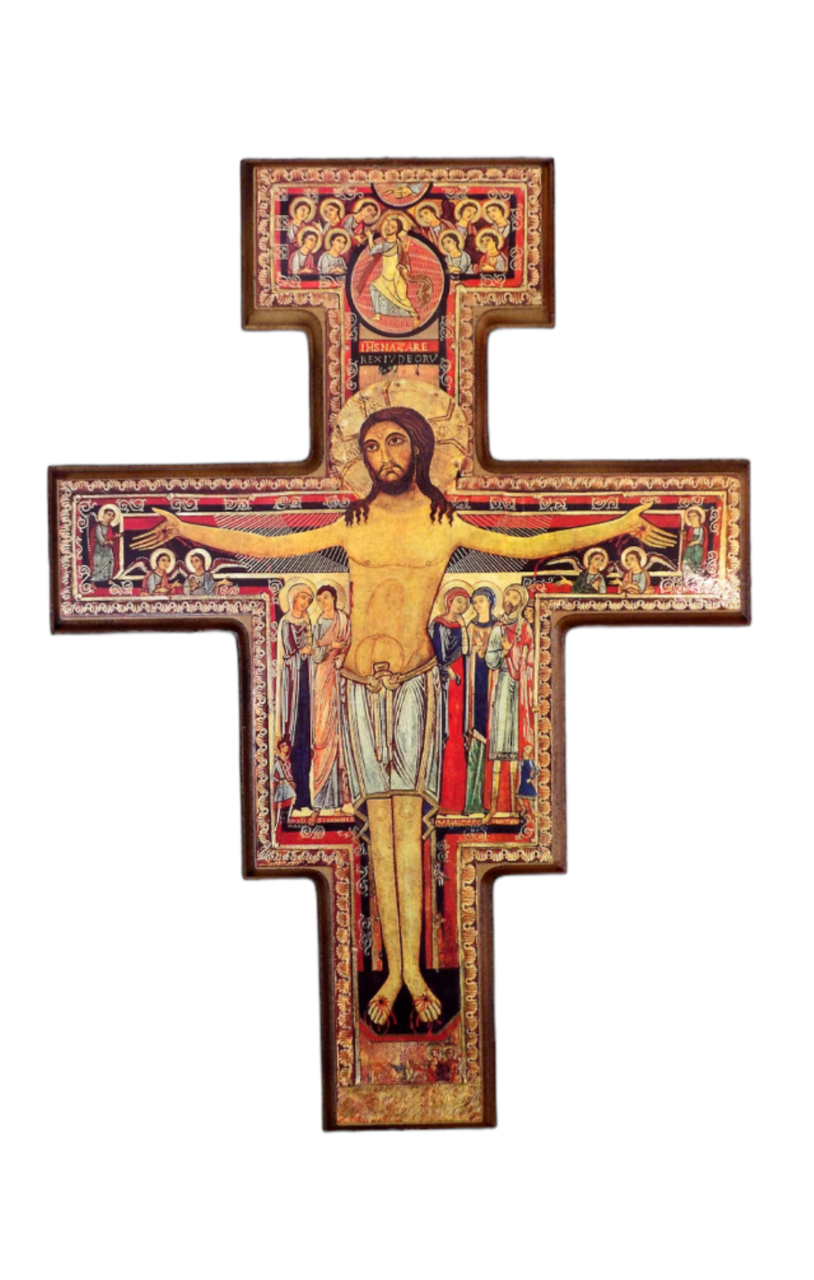 Crocifisso In Legno Intagliato A Mano 40x30 Cm Con Sculture Floreali Per Parete Decorazione Religiosa